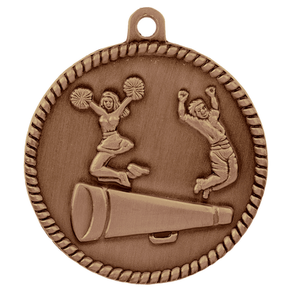 Antique Bronze 2" Cheer High Relief Medal