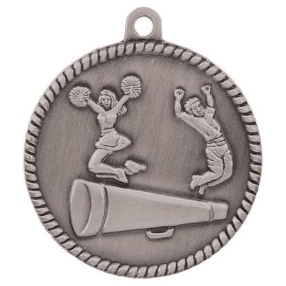 Antique Silver 2" Cheer High Relief Medal