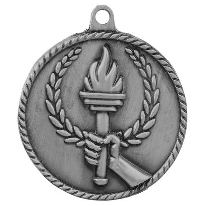 Antique Silver 2" Torch High Relief Medal