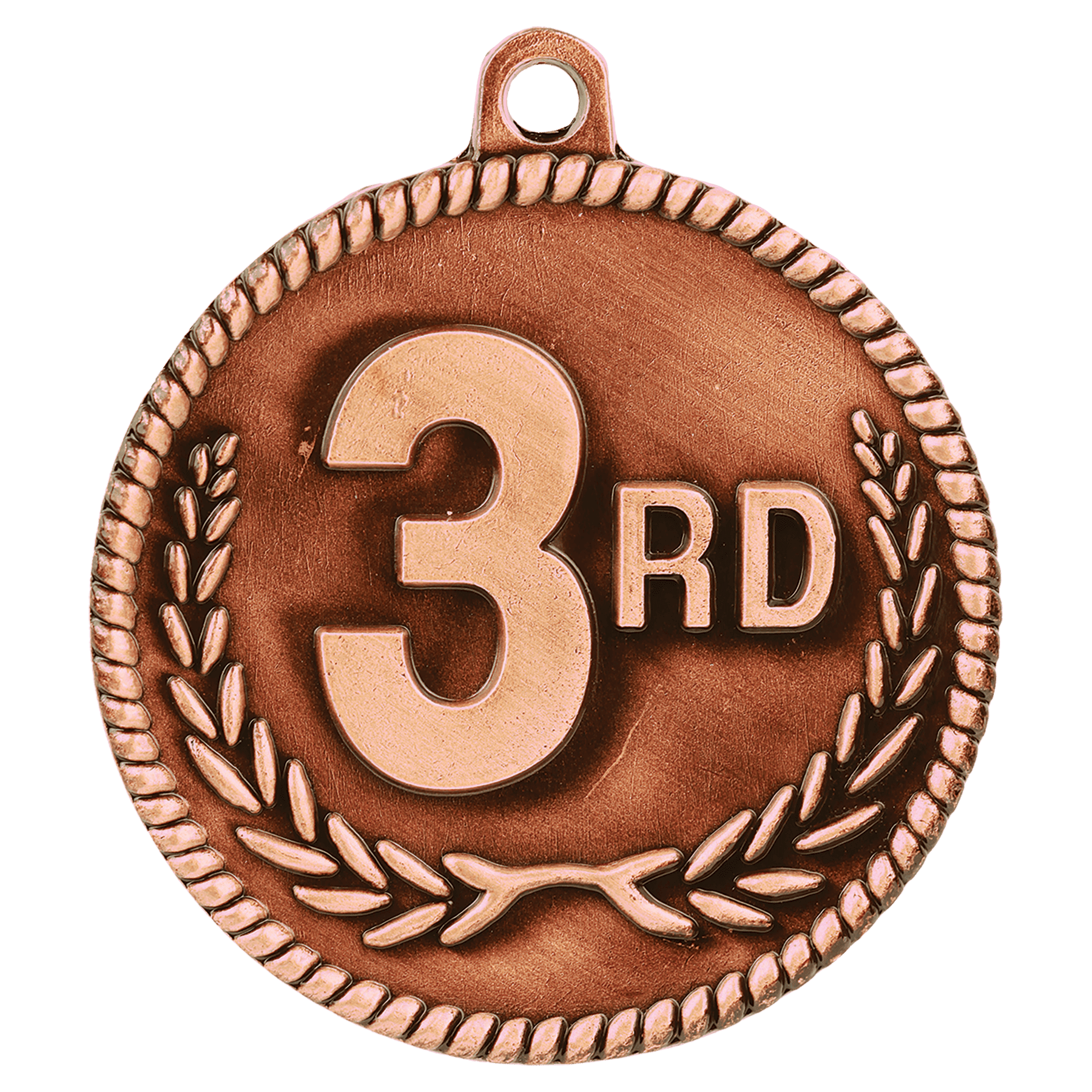 2" Antique Bronze 3rd Place High Relief Medal