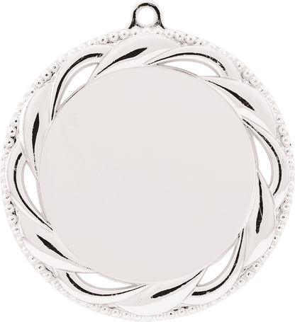 Bright Silver 2 3/4" Rosette 2" Insert Holder Medal