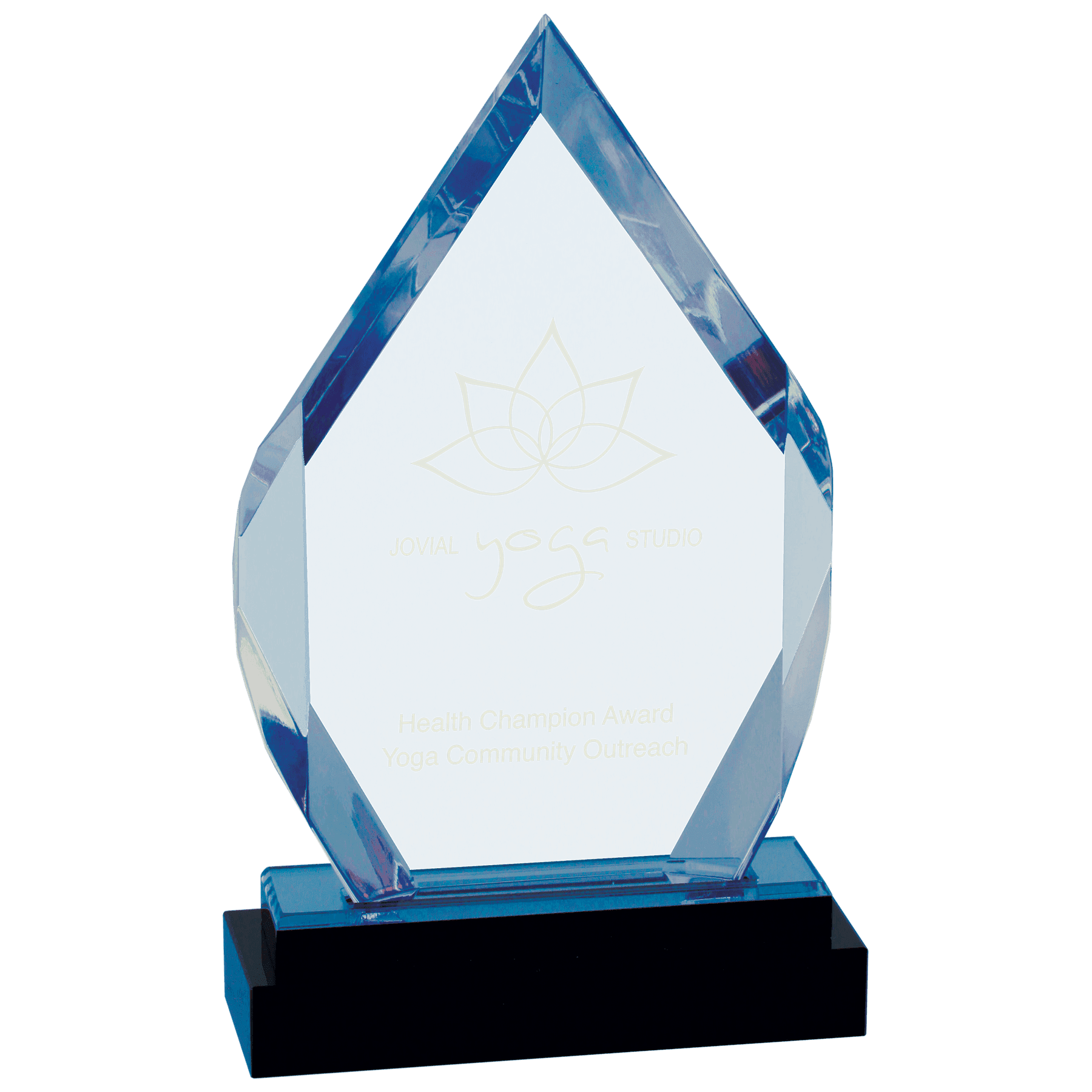 Blue 8" Fusion Diamond Impress Acrylic with Black Glass Base