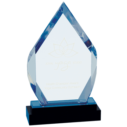 Blue 8" Fusion Diamond Impress Acrylic with Black Glass Base