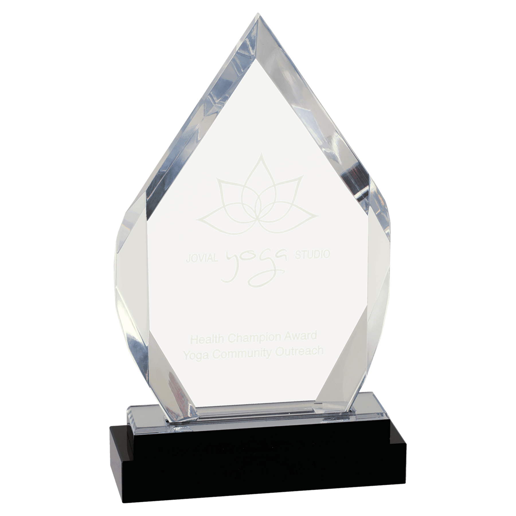 Silver 8" Fusion Diamond Impress Acrylic with Black Glass Base