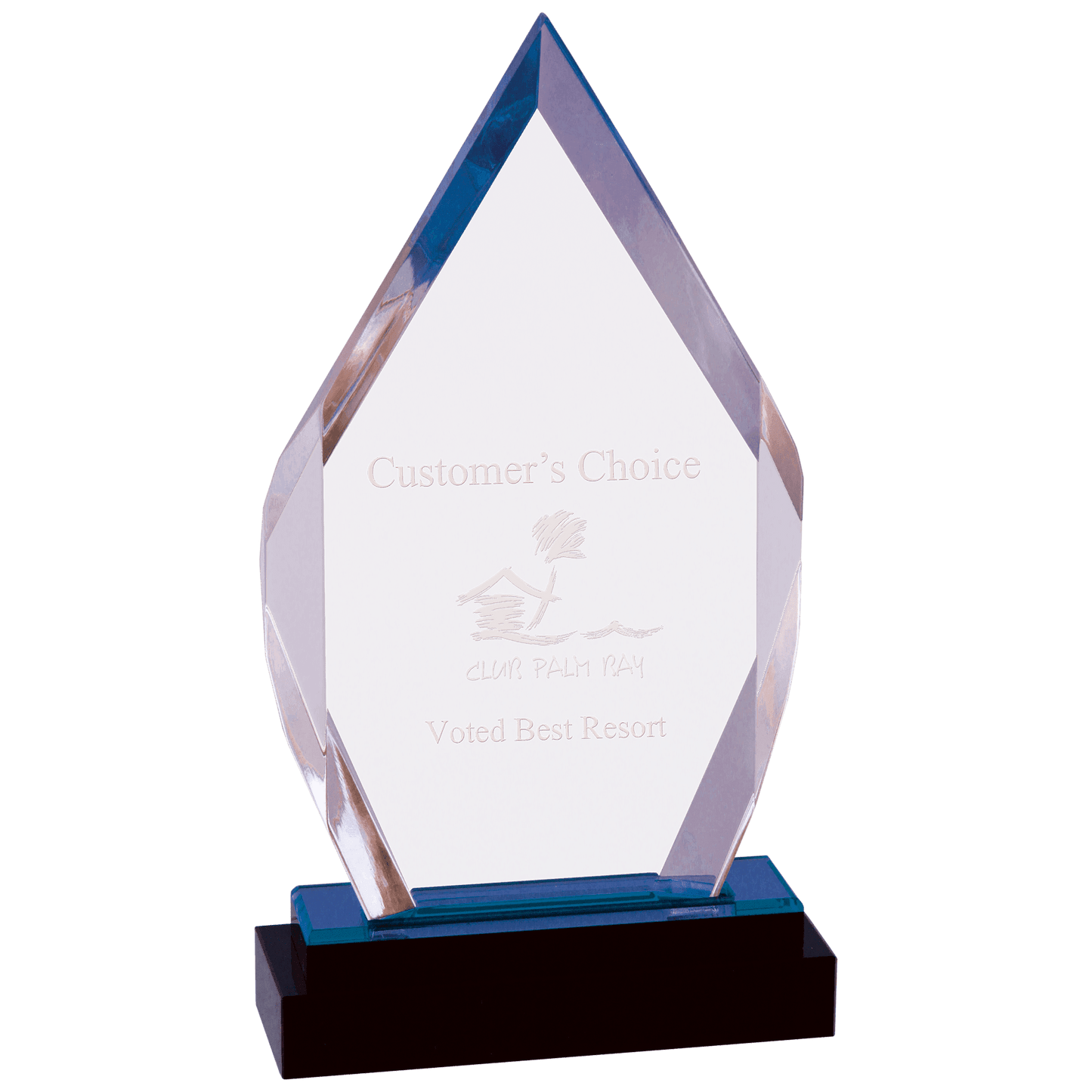 Blue 9" Fusion Diamond Impress Acrylic with Black Glass Base