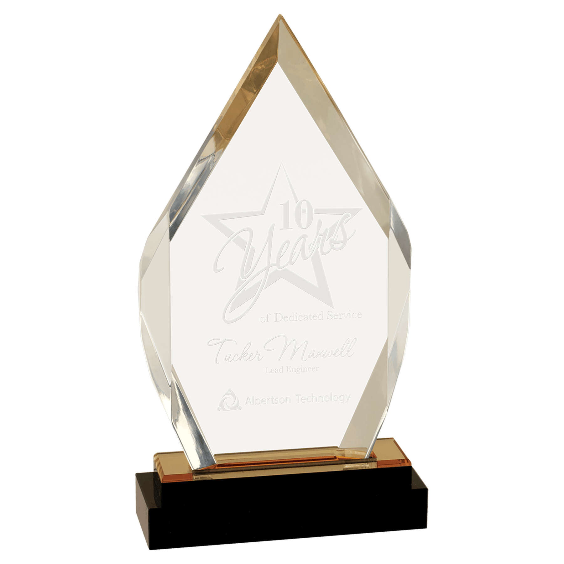 Gold 9" Fusion Diamond Impress Acrylic with Black Glass Base