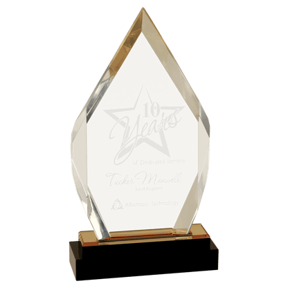 Gold 9" Fusion Diamond Impress Acrylic with Black Glass Base