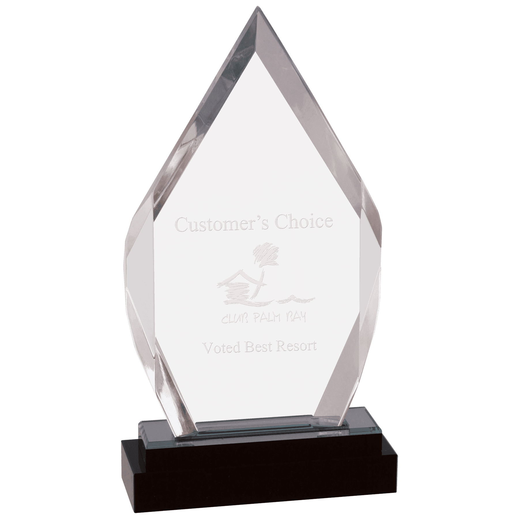 Silver 9" Fusion Diamond Impress Acrylic with Black Glass Base