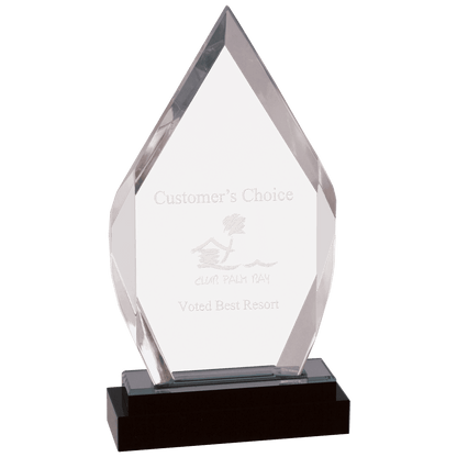 Silver 9" Fusion Diamond Impress Acrylic with Black Glass Base