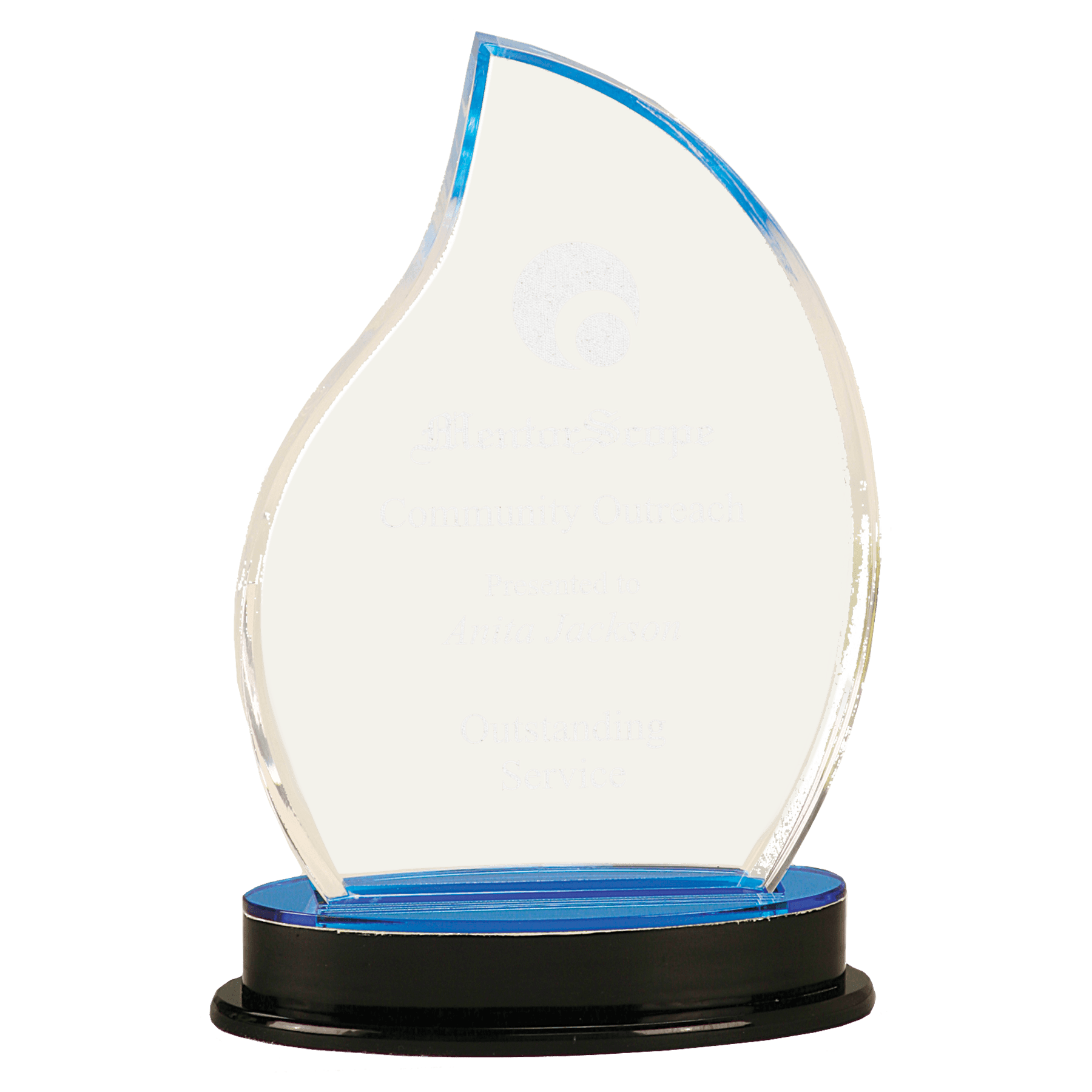 Blue 8 1/4" Flame Impress Acrylic