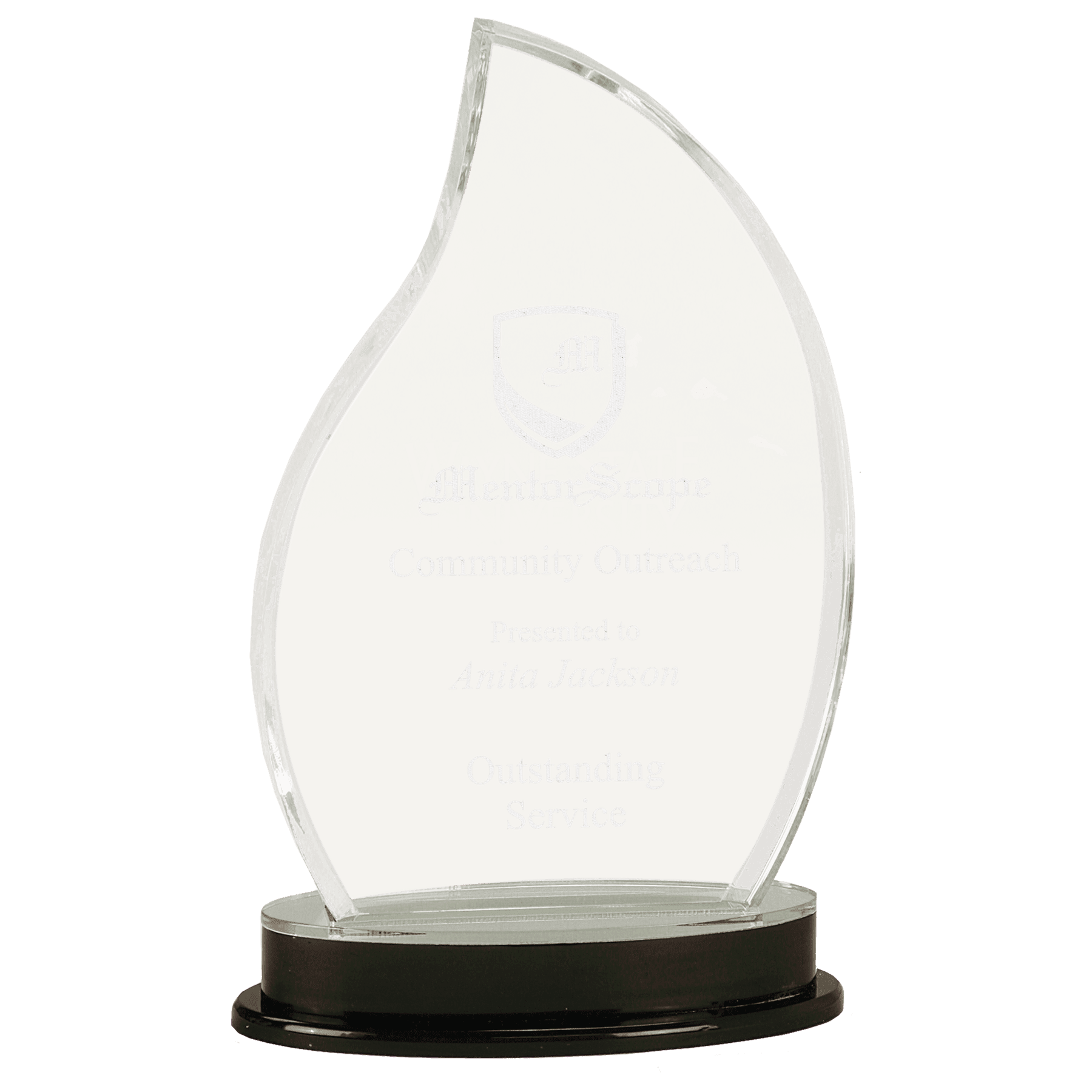 Silver 9 1/4" Flame Impress Acrylic