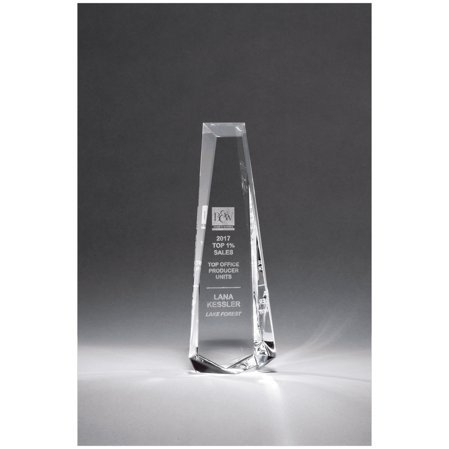 5 1/8" x 11" x 2" (Tapered) Crystal Obelisk