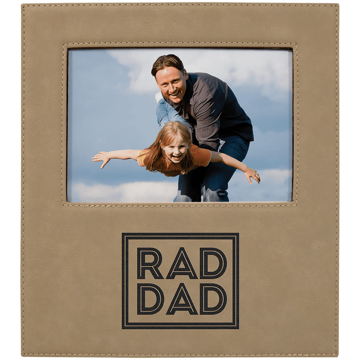 Light Brown 5" x 7" Leatherette Photo Frame with 4 1/4" x 8 7/8" Engraving Area