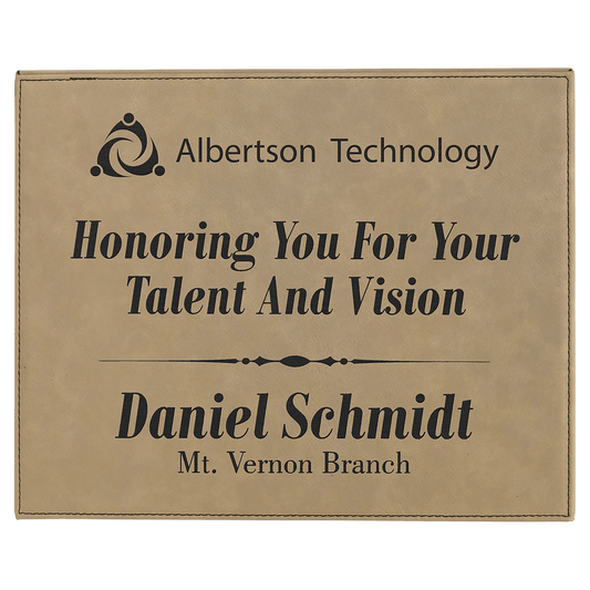 Light Brown 10 1/2" x 13" Laserable Leatherette Plaque