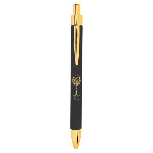 Black/Gold Laserable Leatherette Pen