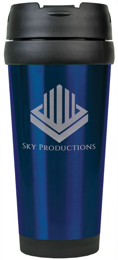 Blue Stainless Steel 16 oz. Travel Mug without Handle