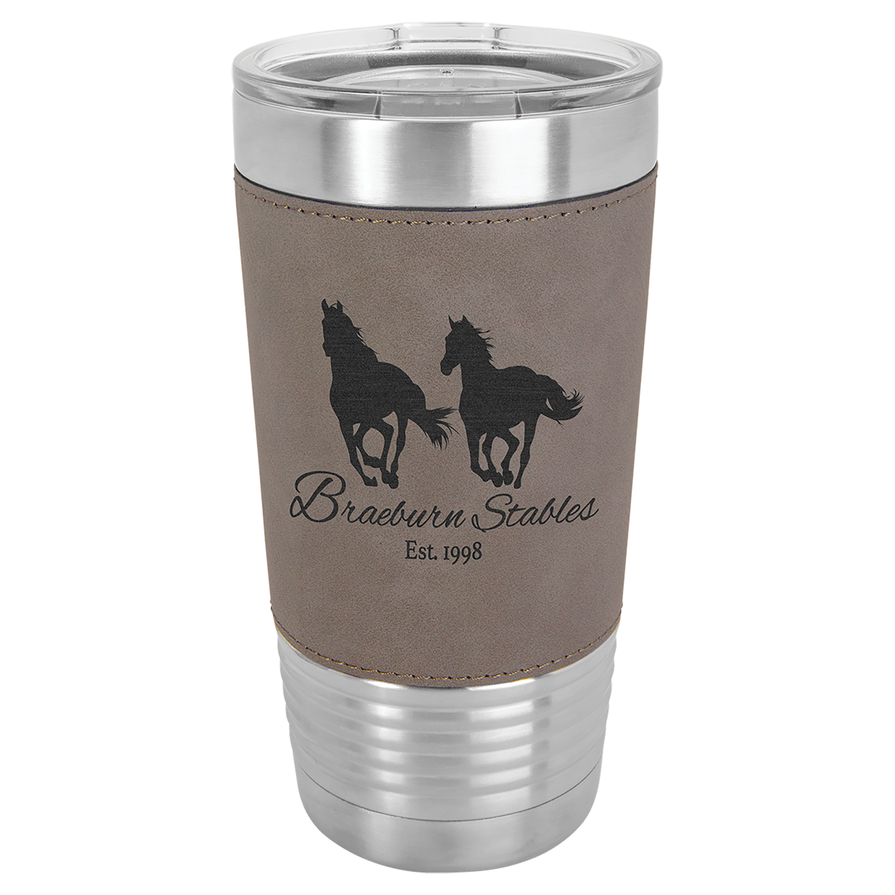Gray Polar Camel 20 oz. Laserable Leatherette Tumbler with Clear Lid