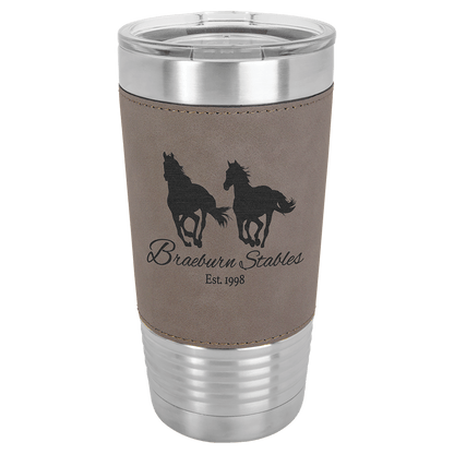 Gray Polar Camel 20 oz. Laserable Leatherette Tumbler with Clear Lid