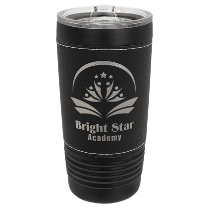 Black Black Silver Polar Camel 20 oz. Leatherette Tumbler with Slider Lid