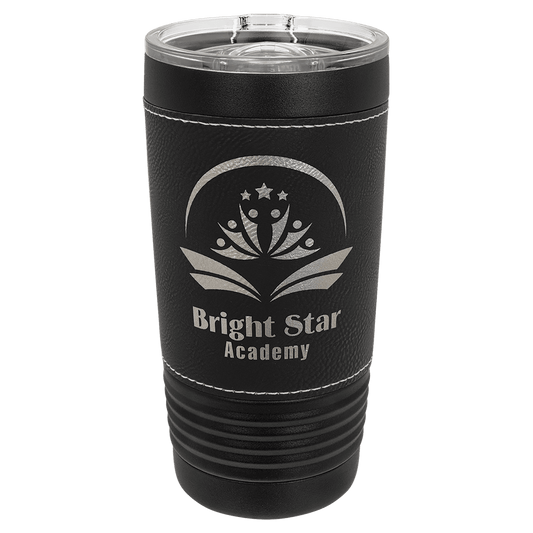 Black Black Silver Polar Camel 20 oz. Leatherette Tumbler with Slider Lid
