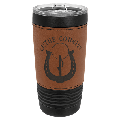 Black with Rawhide Polar Camel 20 oz. Leatherette Tumbler with Slider Lid