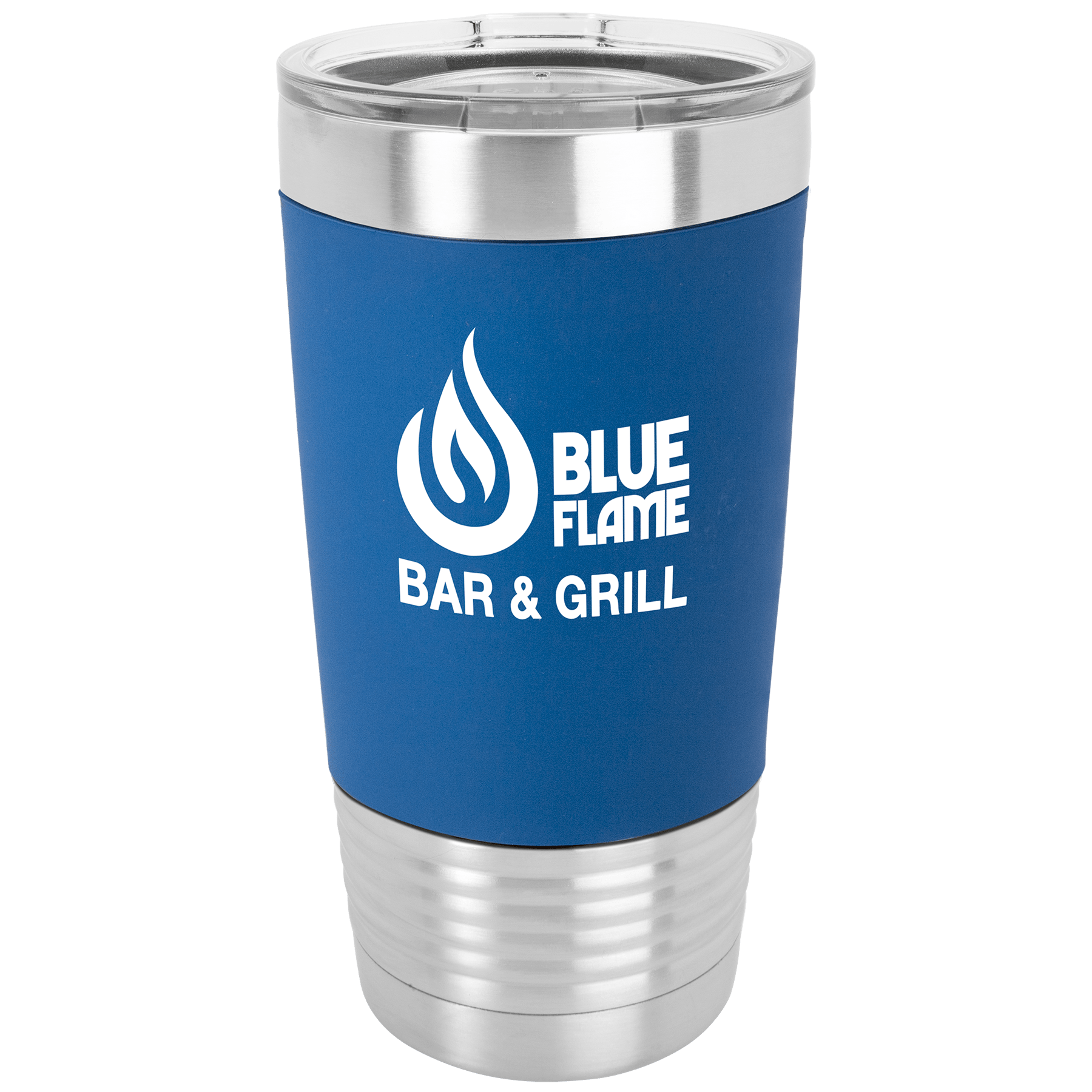 Blue White Polar Camel 20 oz. Tumbler with Silicone Grip and Clear Lid