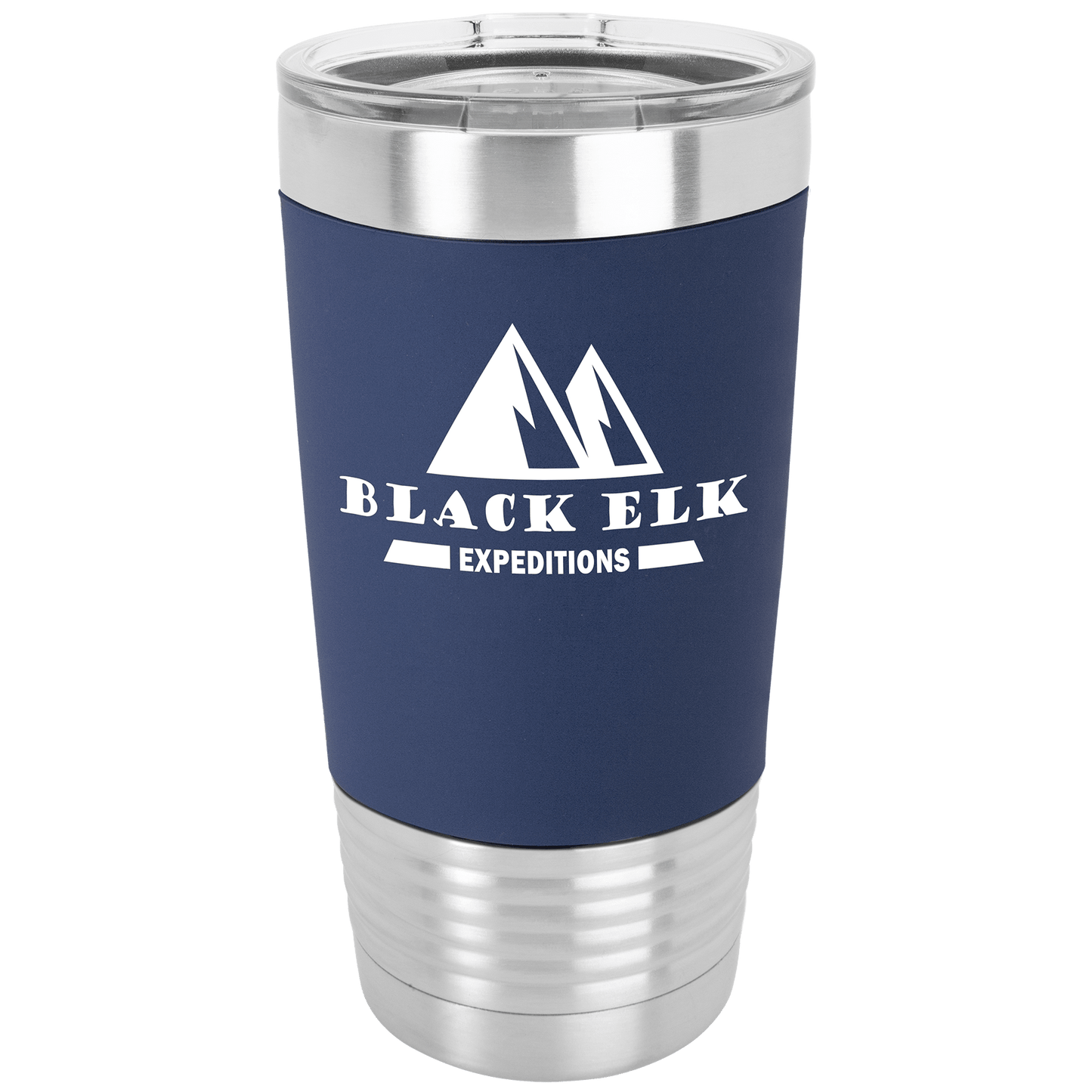 Navy Blue White Polar Camel 20 oz. Tumbler with Silicone Grip and Clear Lid