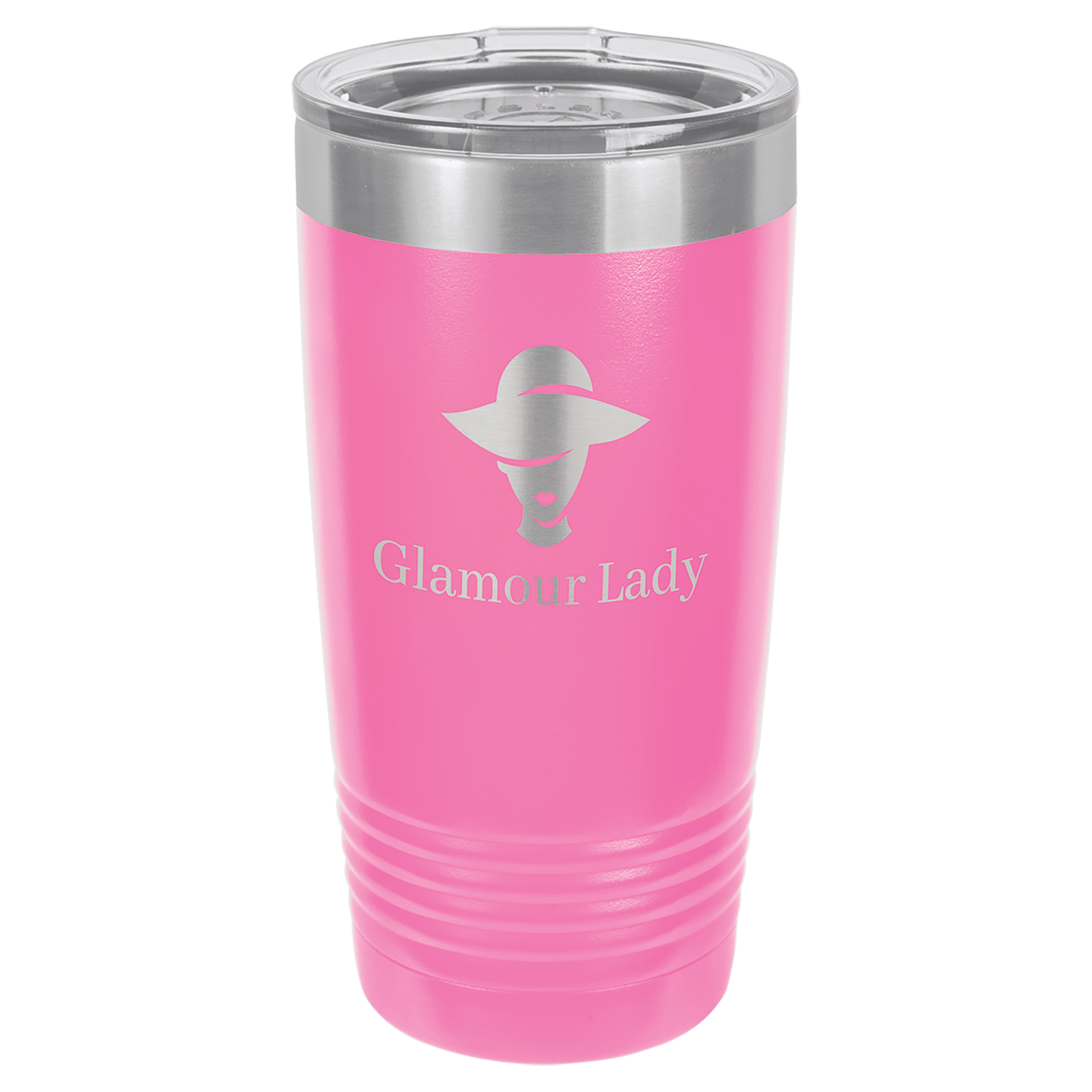 Polar Camel 20 oz. Pink Ringneck Tumbler with Clear Lid