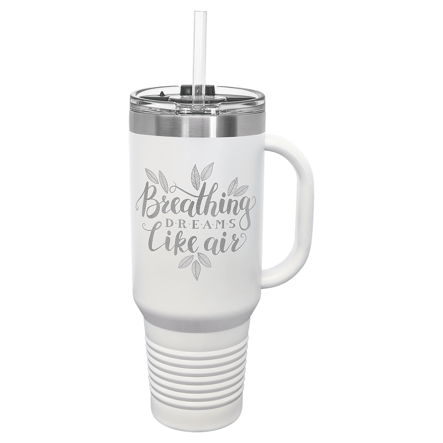 White Polar Camel 40 oz. Travel Mug with Snap Lid & Straw