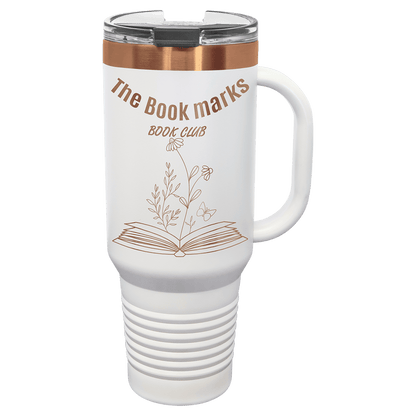 White Rose Gold Polar Camel 40 oz. Travel Mug with Handle & Straw