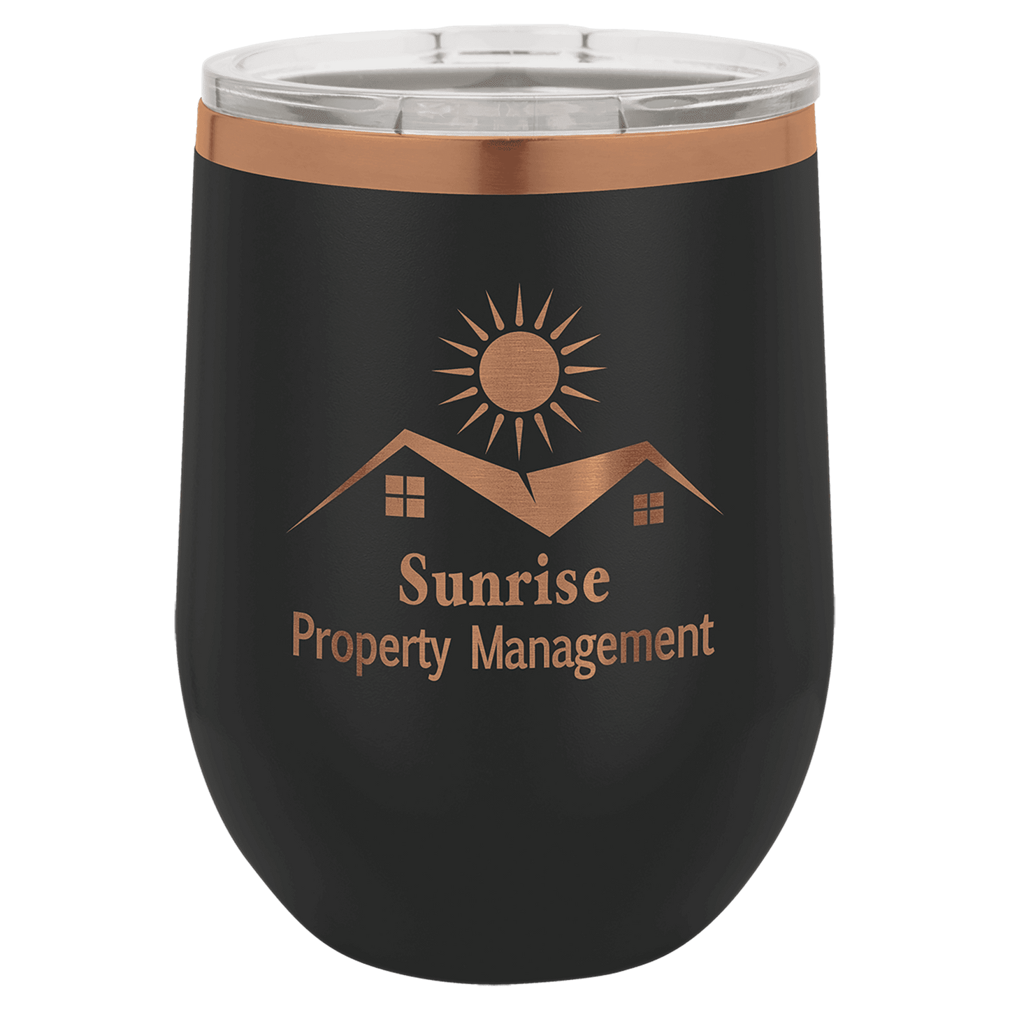 Black Rose Gold Polar Camel 12 oz. Stemless Wine Tumbler