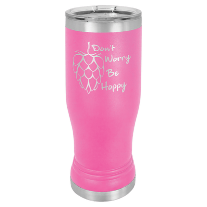 Pink 14 oz. Polar Camel Pilsner with Clear Lid
