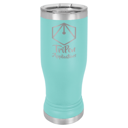 Teal 14 oz. Polar Camel Pilsner with Clear Lid