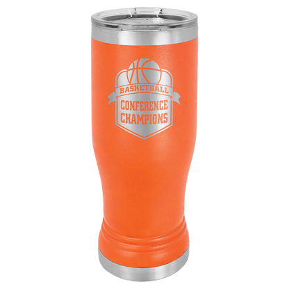 Orange 14 oz. Polar Camel Pilsner with Clear Lid