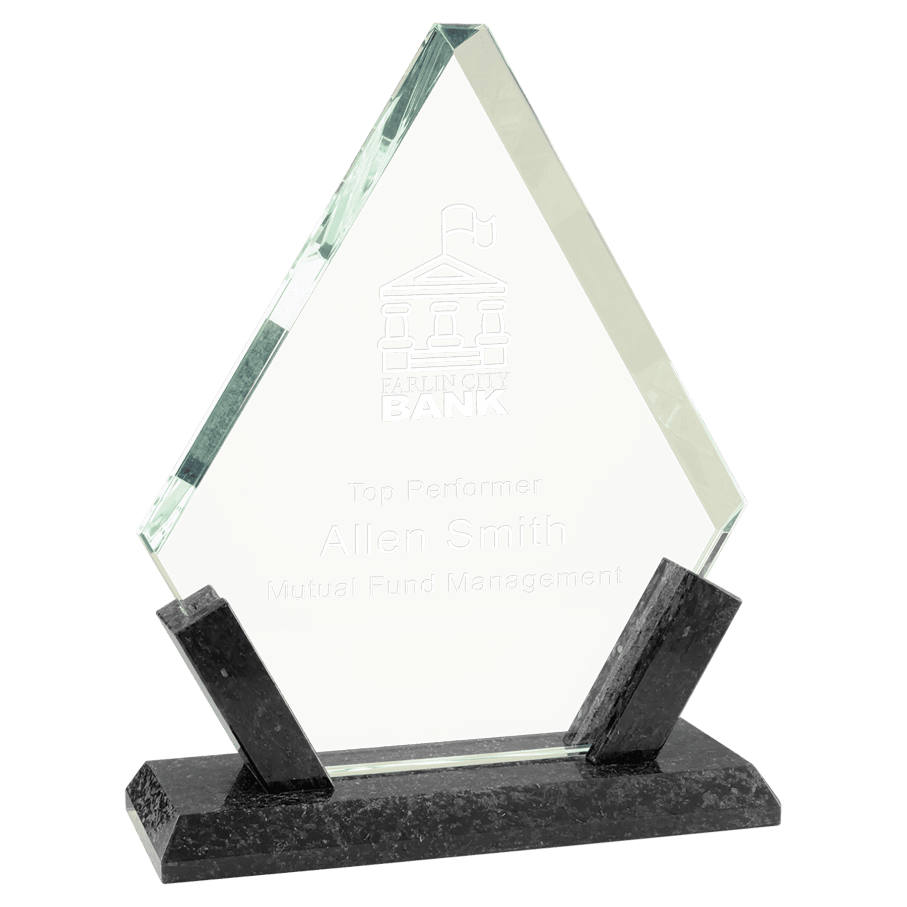 7 1/4" Diamond Glass with Black Marble Base