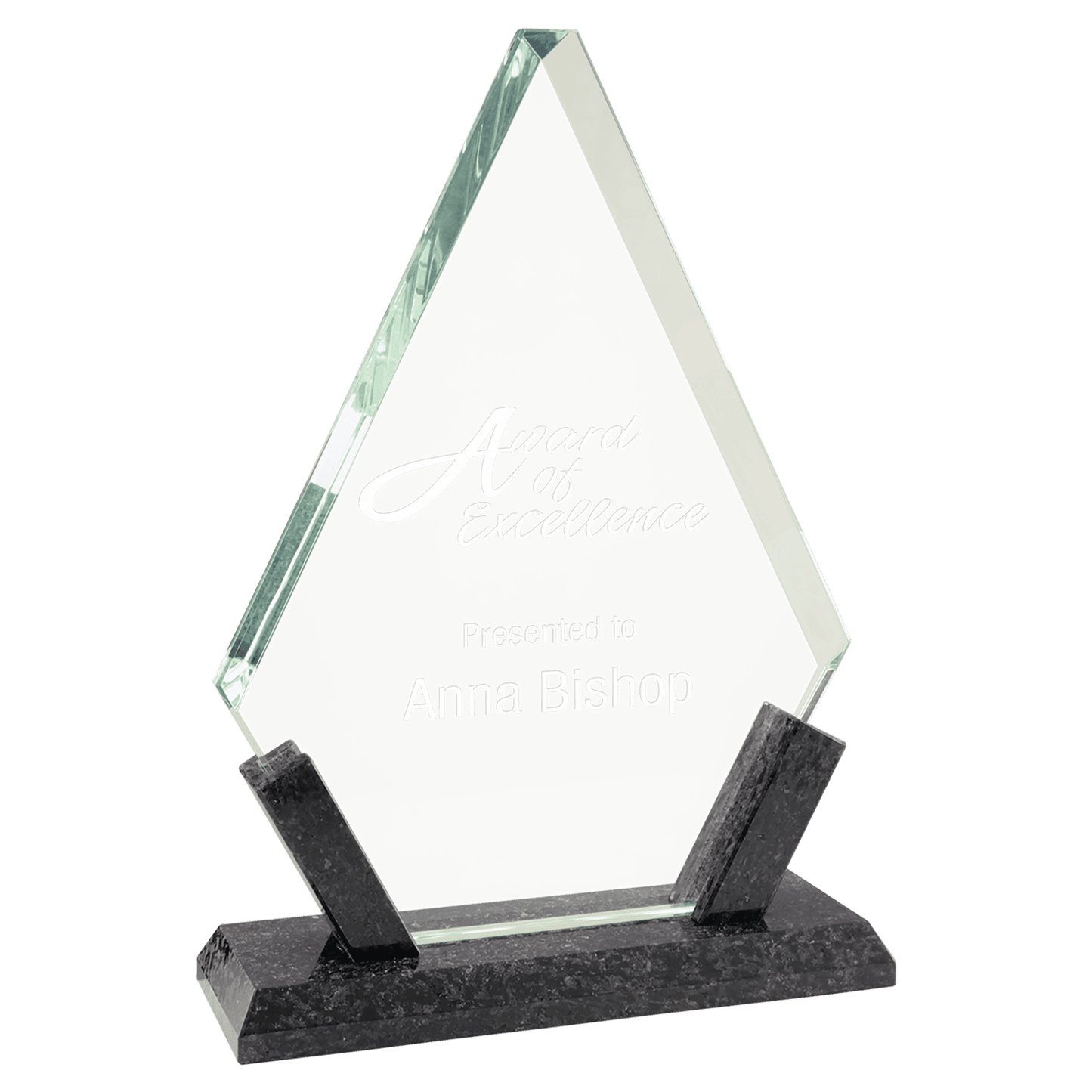 8 1/4" Diamond Glass with Black Marble Base