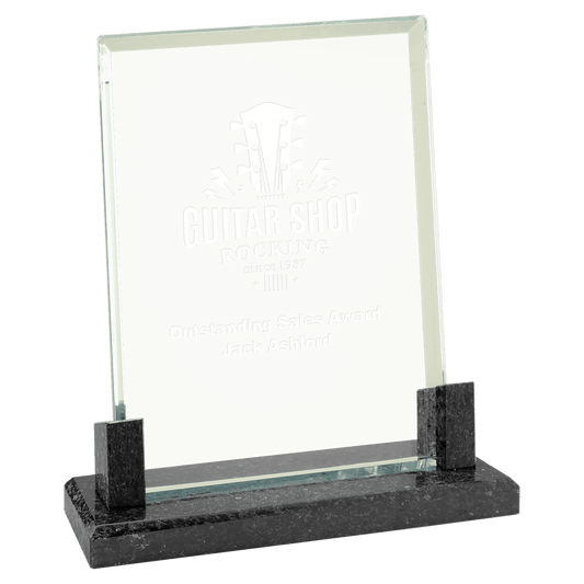 7" Rectangle Glass with Black Marble Base