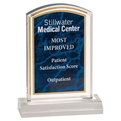 Blue 4" x 6" Marbleized Acrylic with 5" Base