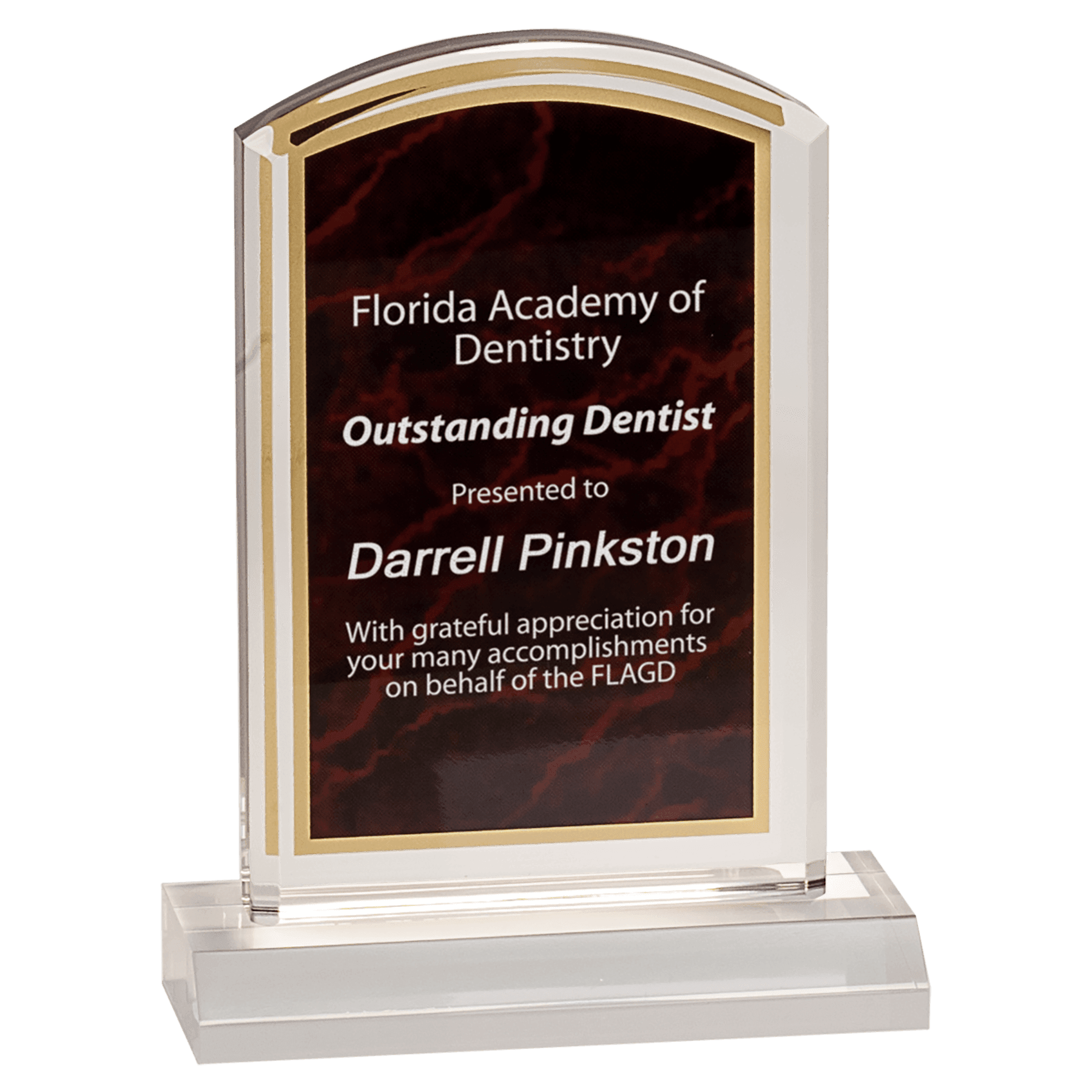 Red 4" x 6" Marbleized Acrylic with 5" Base