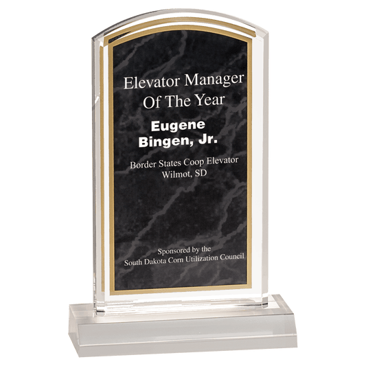 Black 4" x 7" Marbleized Acrylic with 5" Base