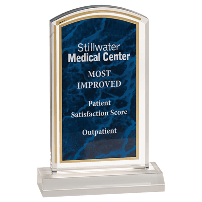 Blue 4" x 7" Marbleized Acrylic with 5" Base