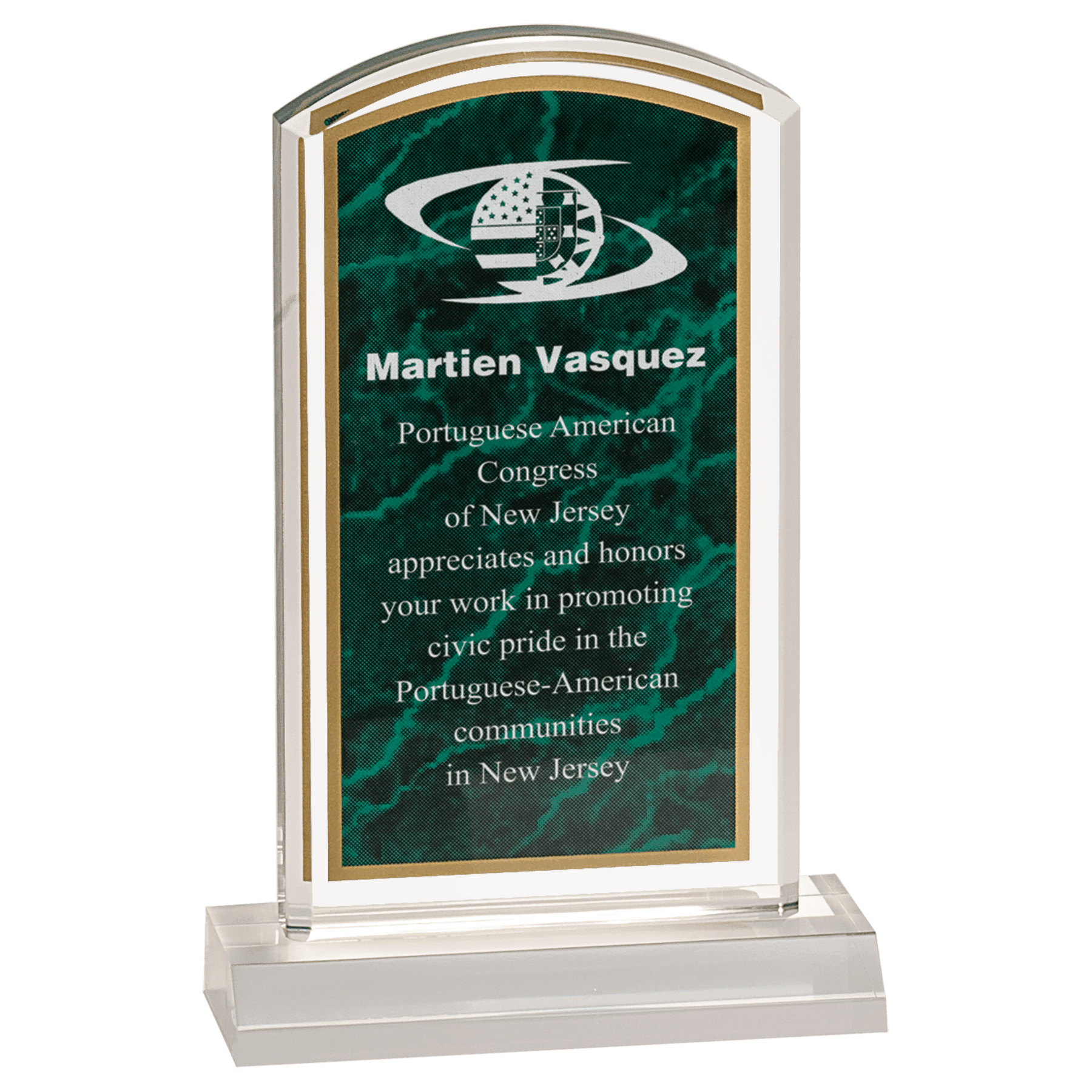 Green 4" x 7" Marbleized Acrylic with 5" Base