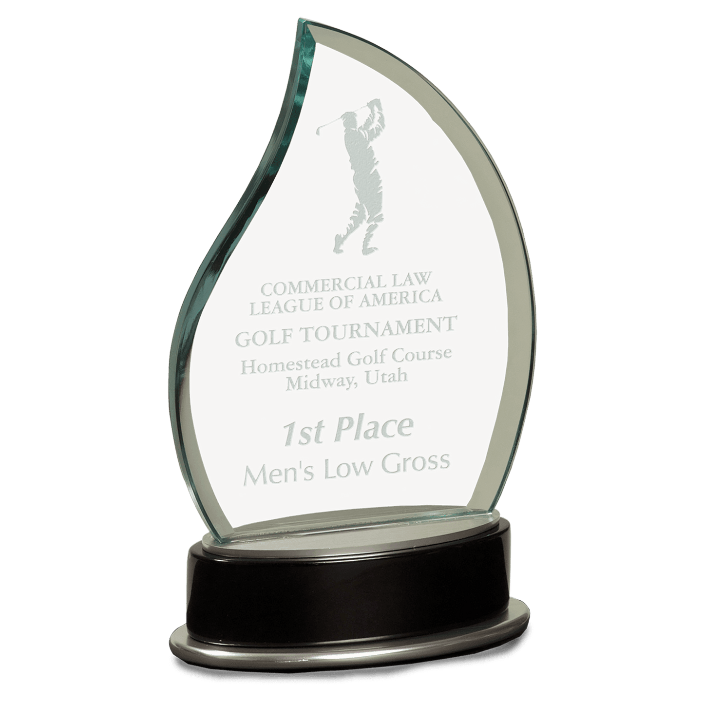 7 3/4" Jade Flame Metro Glass with Silver and Black Piano Finish Base