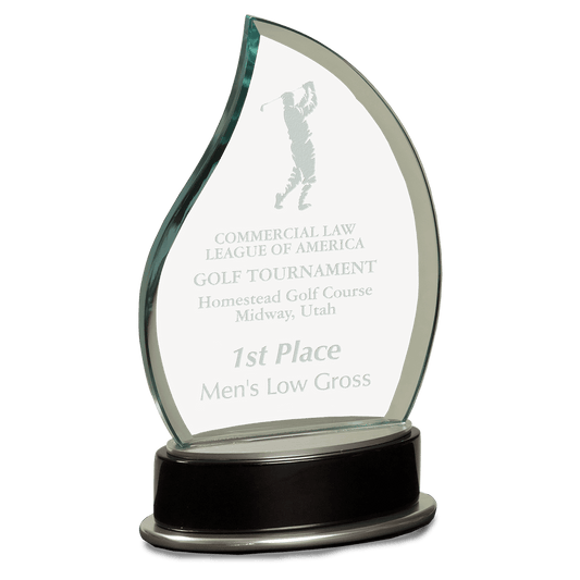 7 3/4" Jade Flame Metro Glass with Silver and Black Piano Finish Base