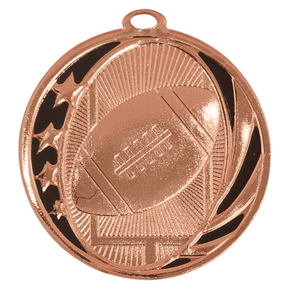 Bright Bronze 2" Football Laserable MidNite Star Medal
