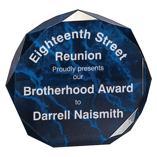 5" Blue Marble Octagon Award Acrylic