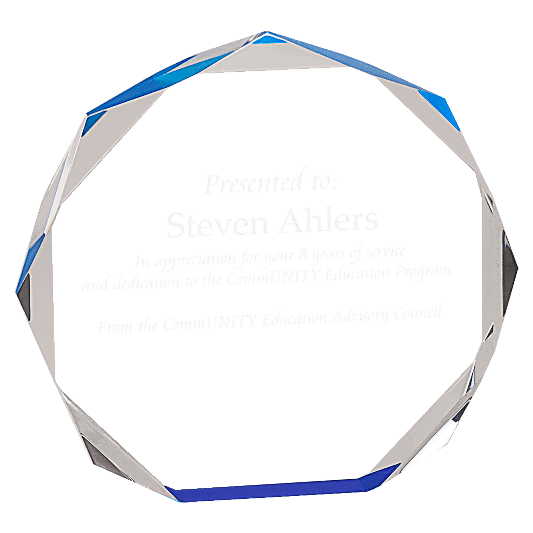 Blue 5" Octagon Acrylic Award