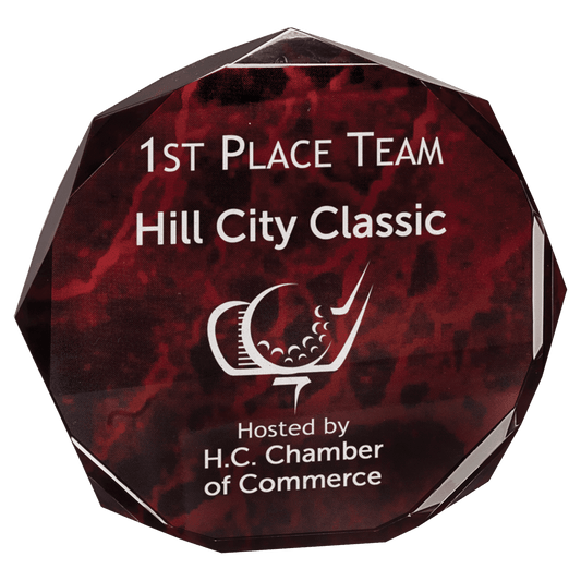 Red 5" Marble Octagon Acrylic Award