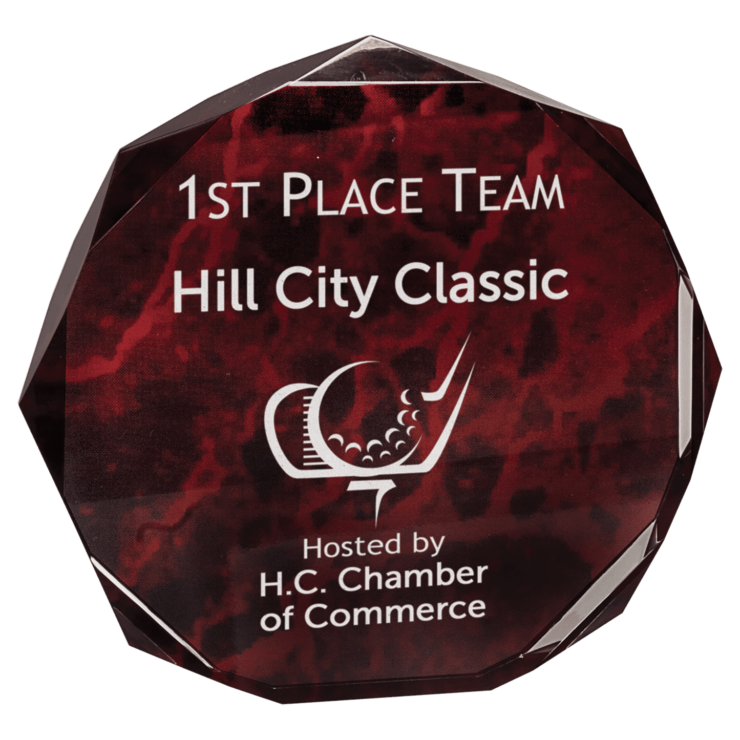 Red 6" Marble Octagon Acrylic Award