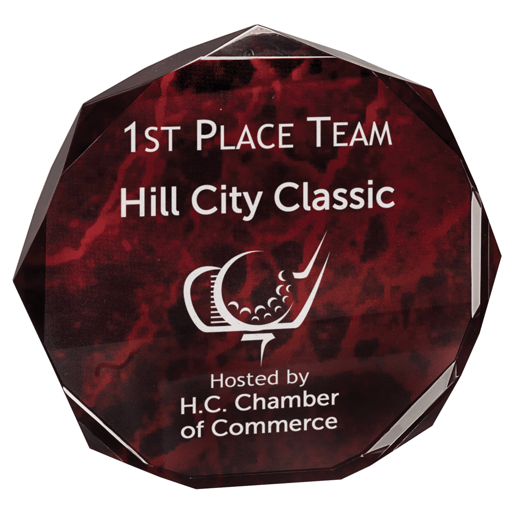 Red 7" Marble Octagon Acrylic Award